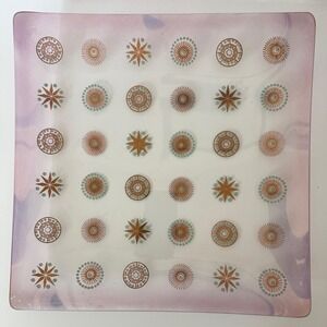 Dorothy Thorpe MCM Iridescent Glass Tray: Lavender, Gold & Turquoise